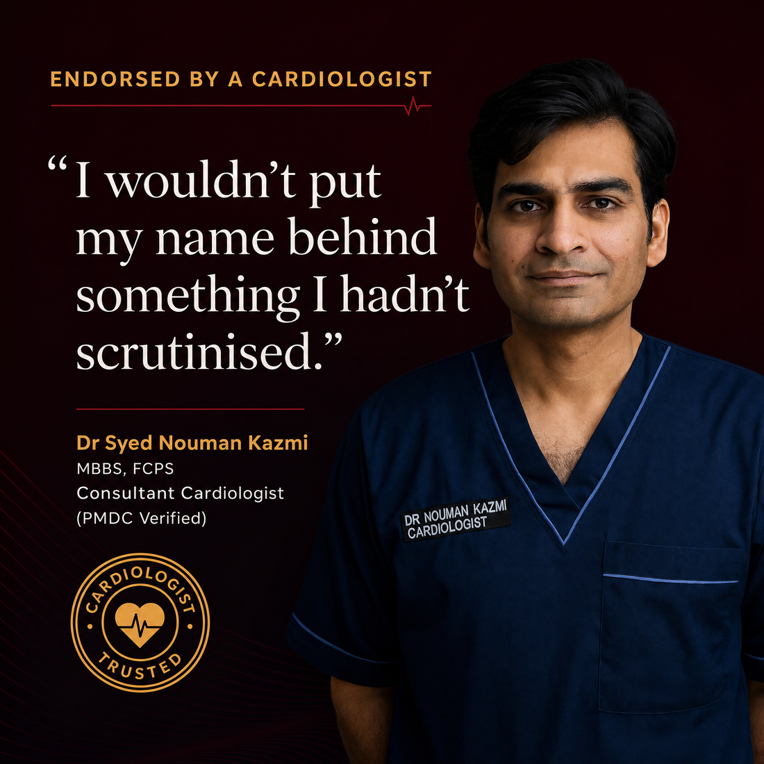 Dr Syed Nouman Kazmi, Consultant Cardiologist, endorses Daily Beets